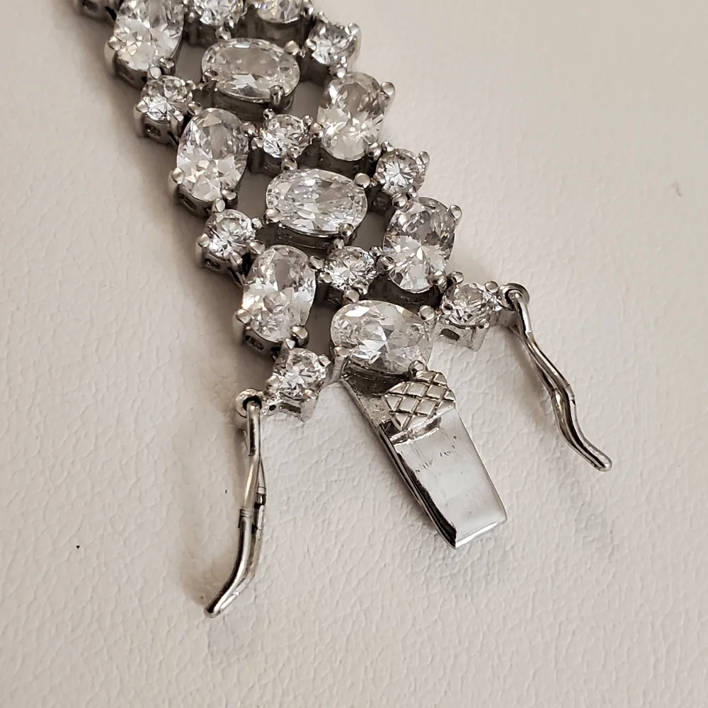 Heavy Sterling Silver Cz Bracelet